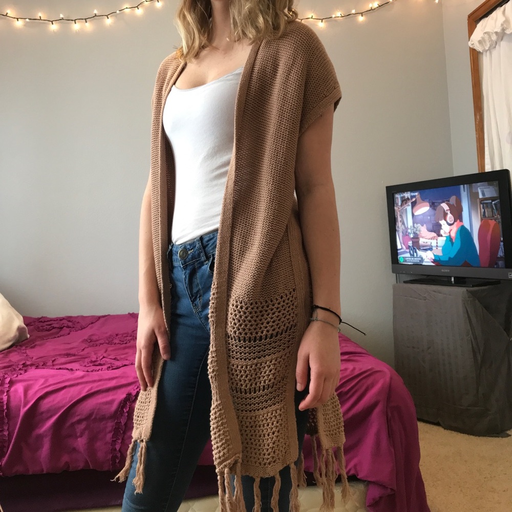 Tan cardigan